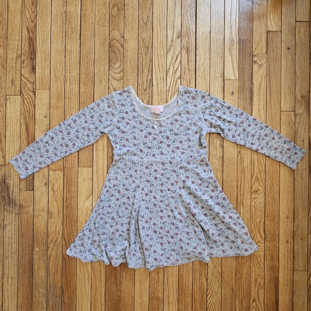 Vintage Floral Long Sleeve Tea Cup Dress